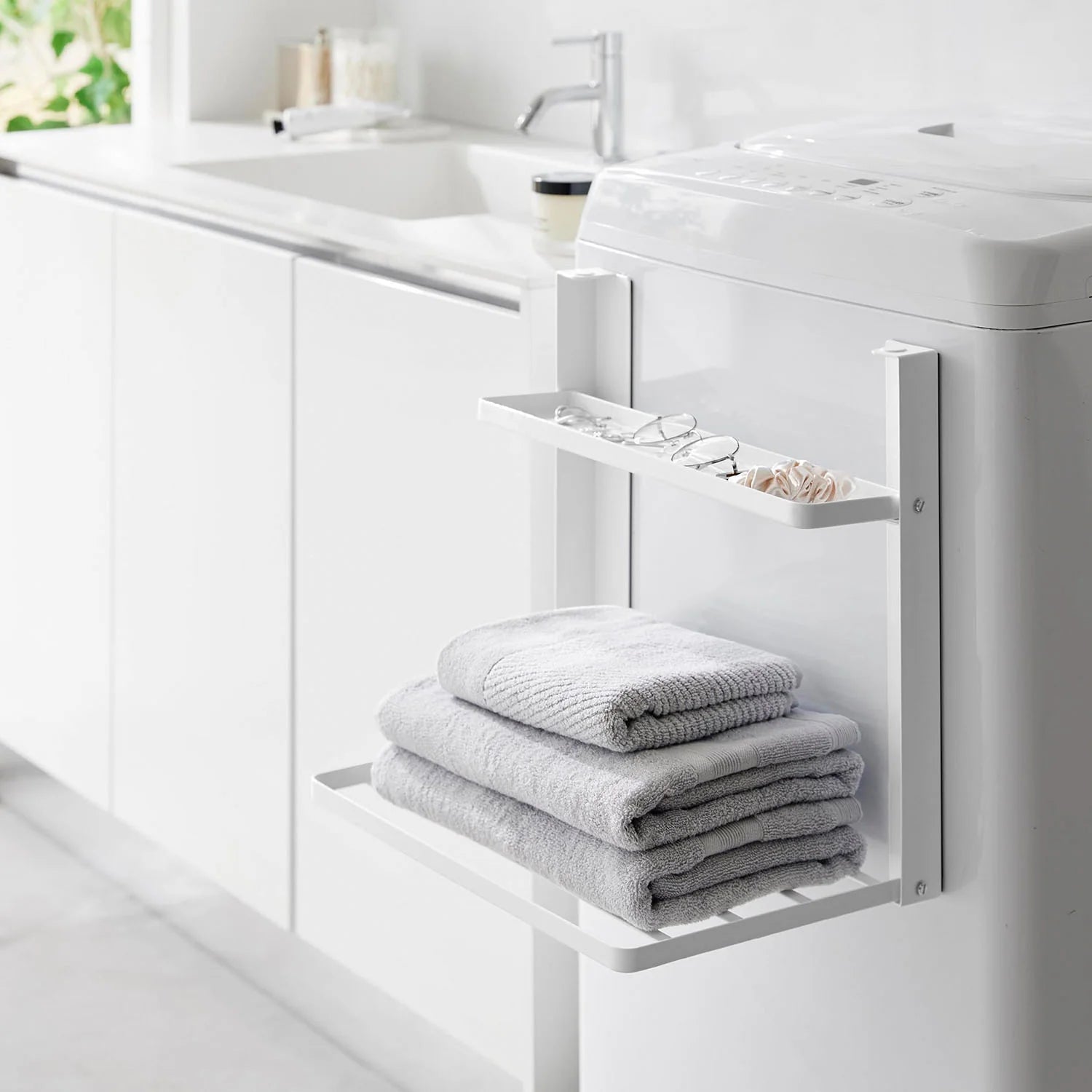 Magnet Foldable Washing Machine Side Shelf 2-Tier Tower