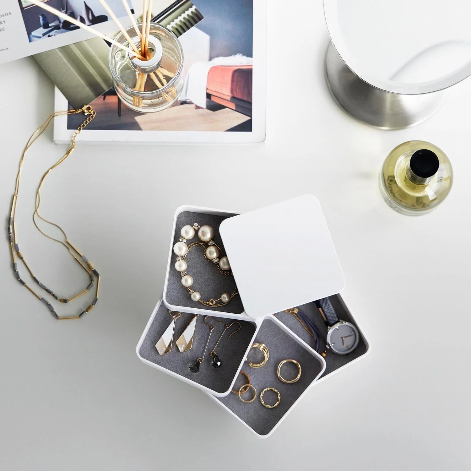 Accessory Tray 4-Tier Square Tower