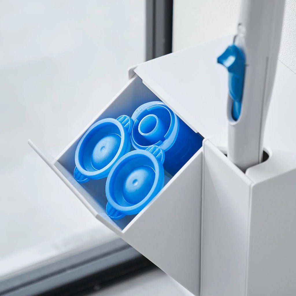 Pin-fixed wall-mounted toilet cleaner & refill brush holder tower