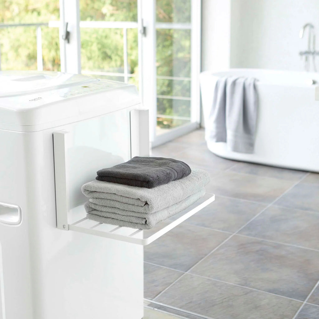 Magnet folding washing machine side shelf tower